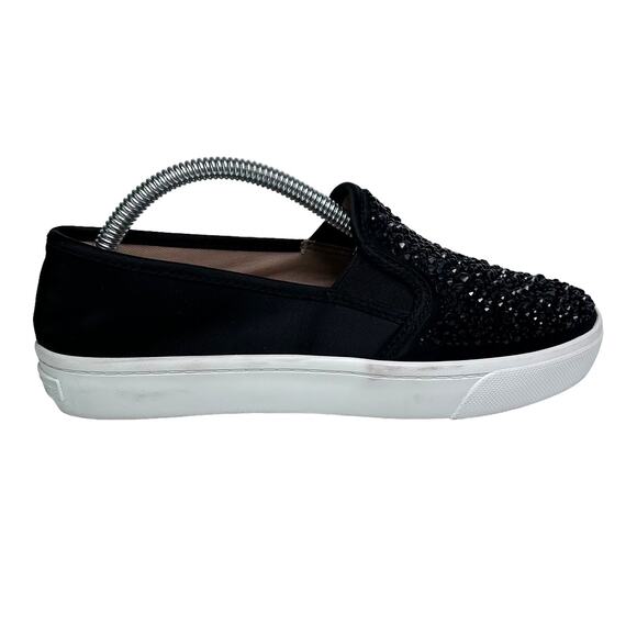 INC International Concepts Sammee2 Black Rhinestone Shiny Bling Slip On Sneakers - Picture 2 of 9